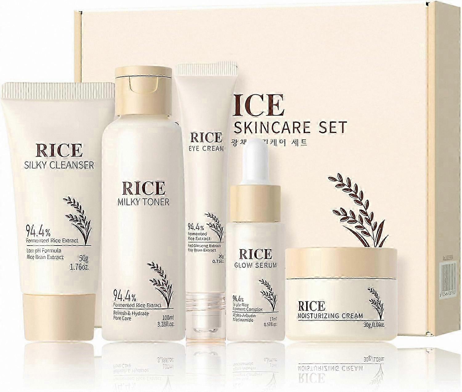 مجموعة Radiant Skin Care: منظف للوجه ، تونر ، مصل ، مرطب ، كريم للعين للتوهج المرطب ، مجموعة هدايا مثالية