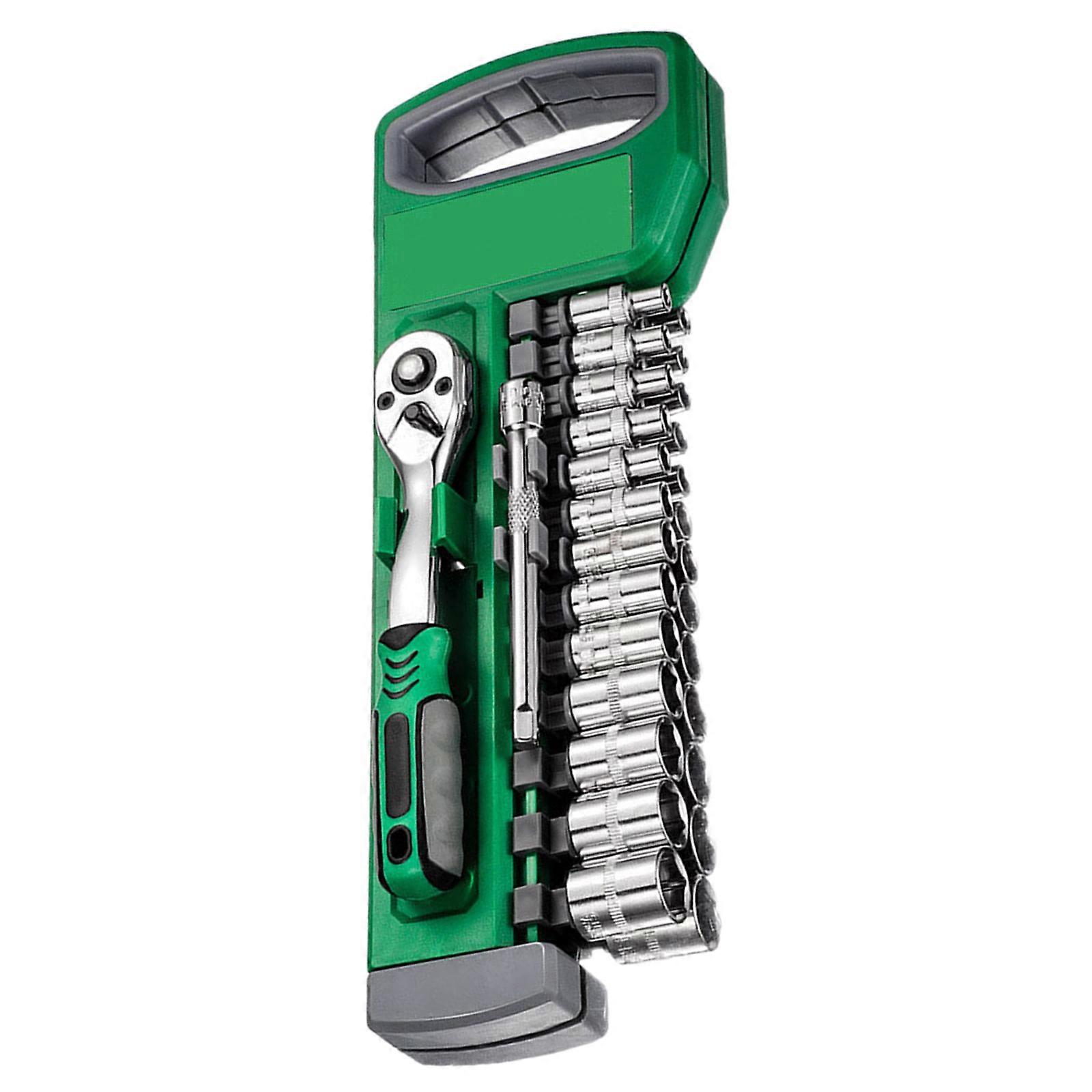 Practical Steel Multipurpose Ratcheting Wrench Complete with 12 Sockets Attachments Universal Compatibility for Tool Multicolor