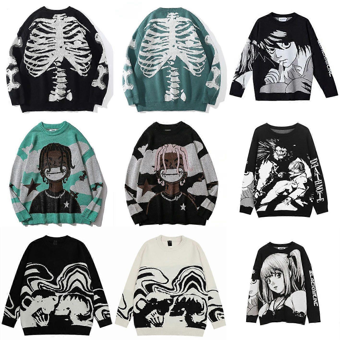 Jacquard Knit Sweater Oversized Loose Fit  Casual Pullover