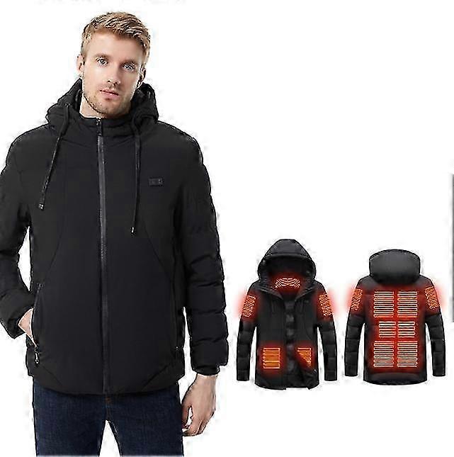 Men's Heated Jacket , Windproof Electric Insulated Coat with Hood