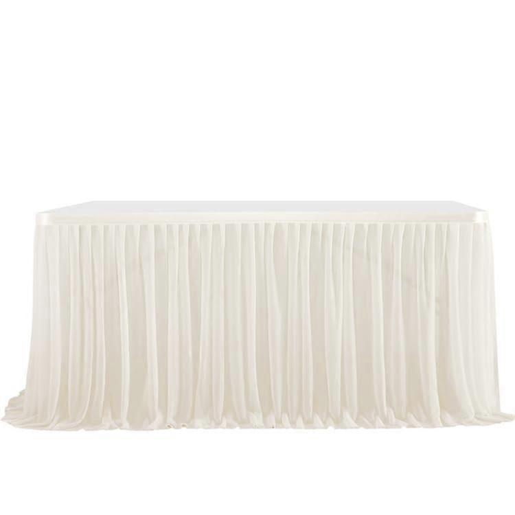 Table Skirt Pleated Elastic Gauze Tulle, Ruffle Edge, 4 Ft Length, 122 Cm X 77 Cm, Color 28, Birthday Party Decoration