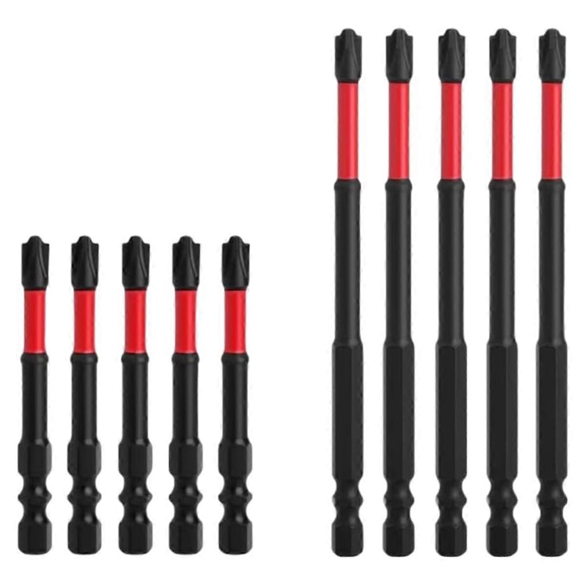 FPH2 Impact Screwdriver Bit Set 65mm 110mm Slotted Heads 1/4 Inch Hex Shank, CNC Machined Tips with Magnetism