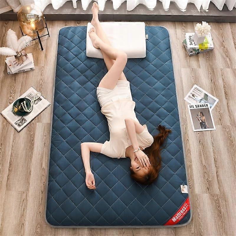 Futon Mattress Portable Foldable Cotton Filling 120 x 200 cm Grey For Floor Or Guest Bed Sleepovers Small Spaces