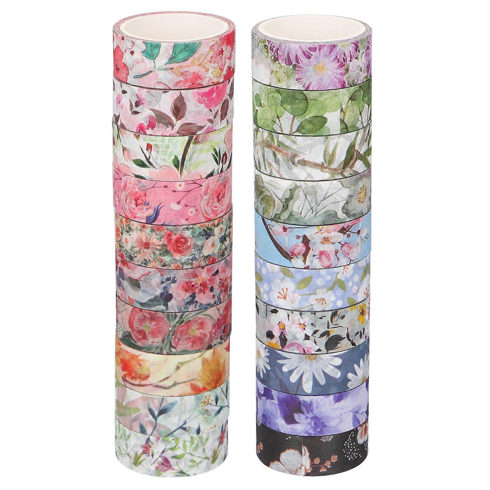 Stationery Washi Tape Floral Adhesive for 20 Rolls Set