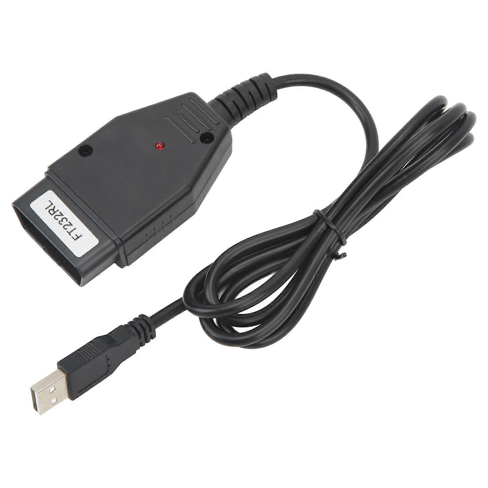 OBDII Diagnostic Interface Cable USB Scan Tool for Vehicle ECU Black