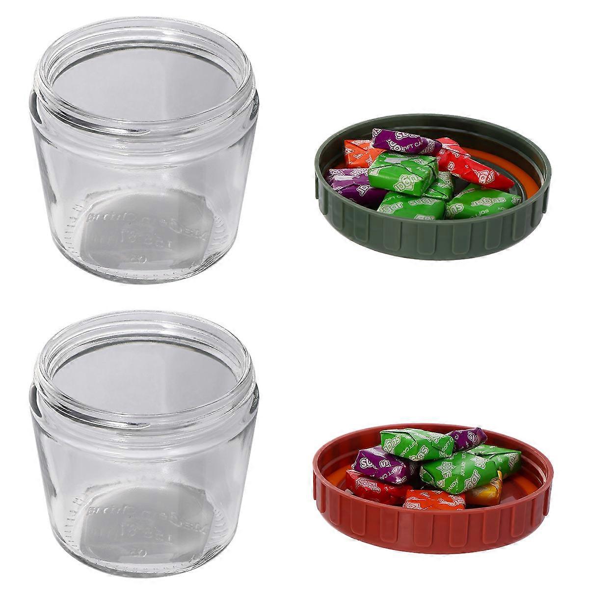 Red Glass Storage Can with Sealing Lid for Home Use Suitable for Tea Candy or Grains 2 pcs