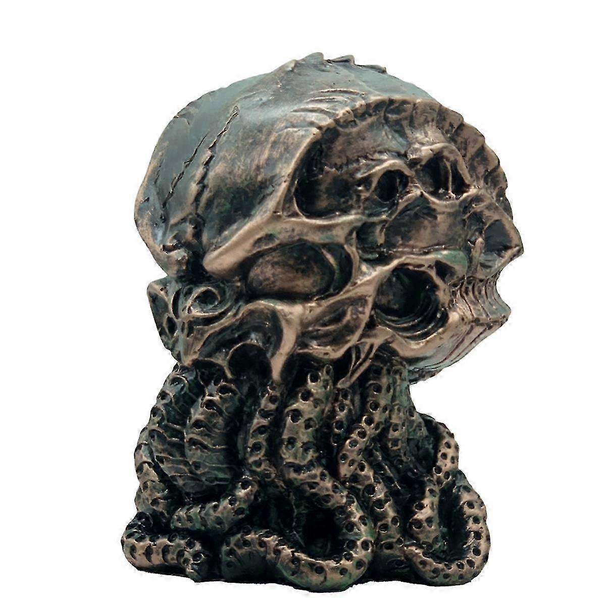 Bronze Gold Cthulhu Statue: Cthulhu Skull Resin Ornament with Octopus Design - Premium Collectible Statue for Fans
