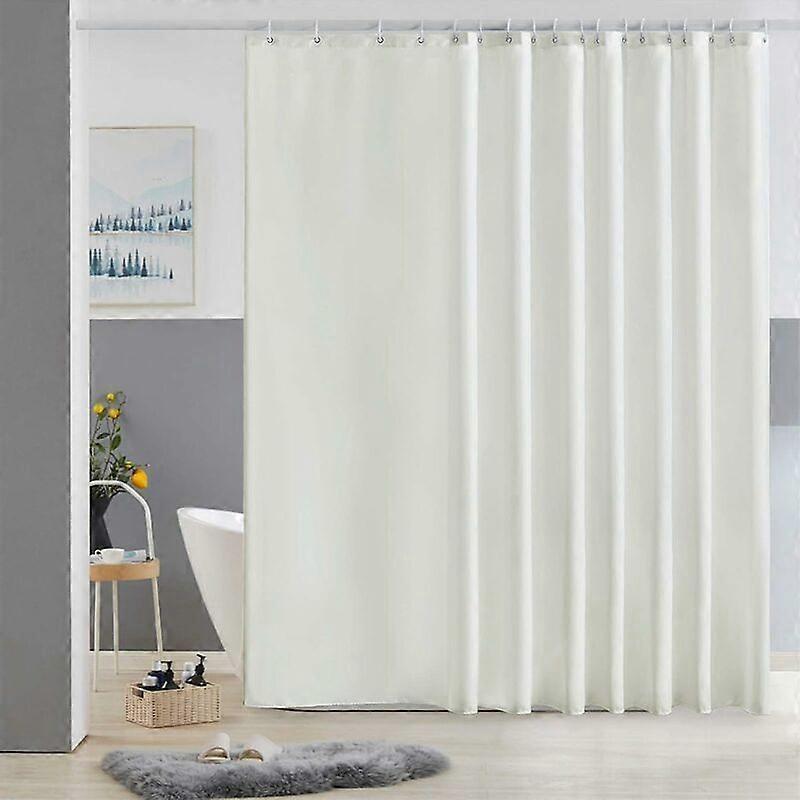 Washable Shower Curtain Waterproof and Anti-Mold Textile Extra Long Beige