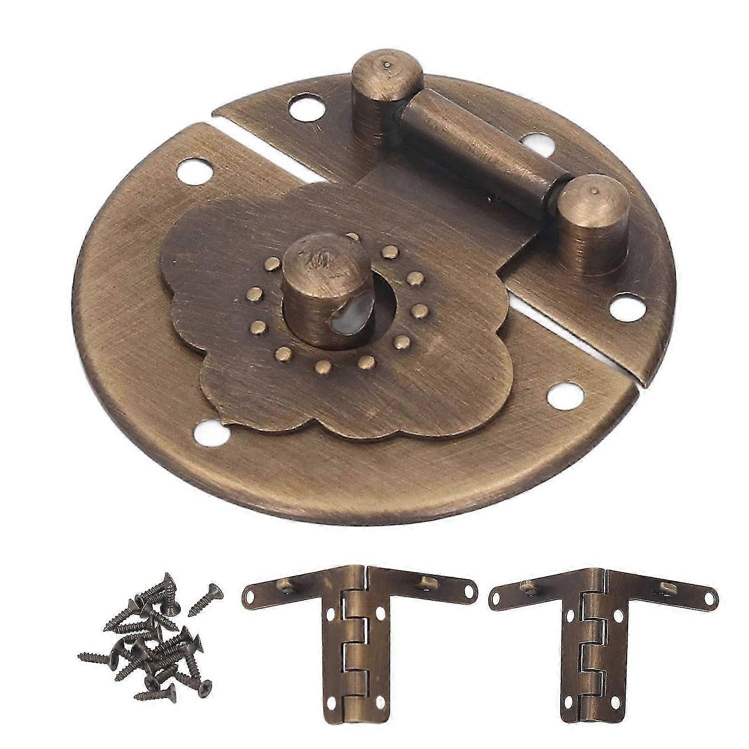 2025 Latest Model Round Embossing Copper Hasp Retro Wooden Box Lock Clasp