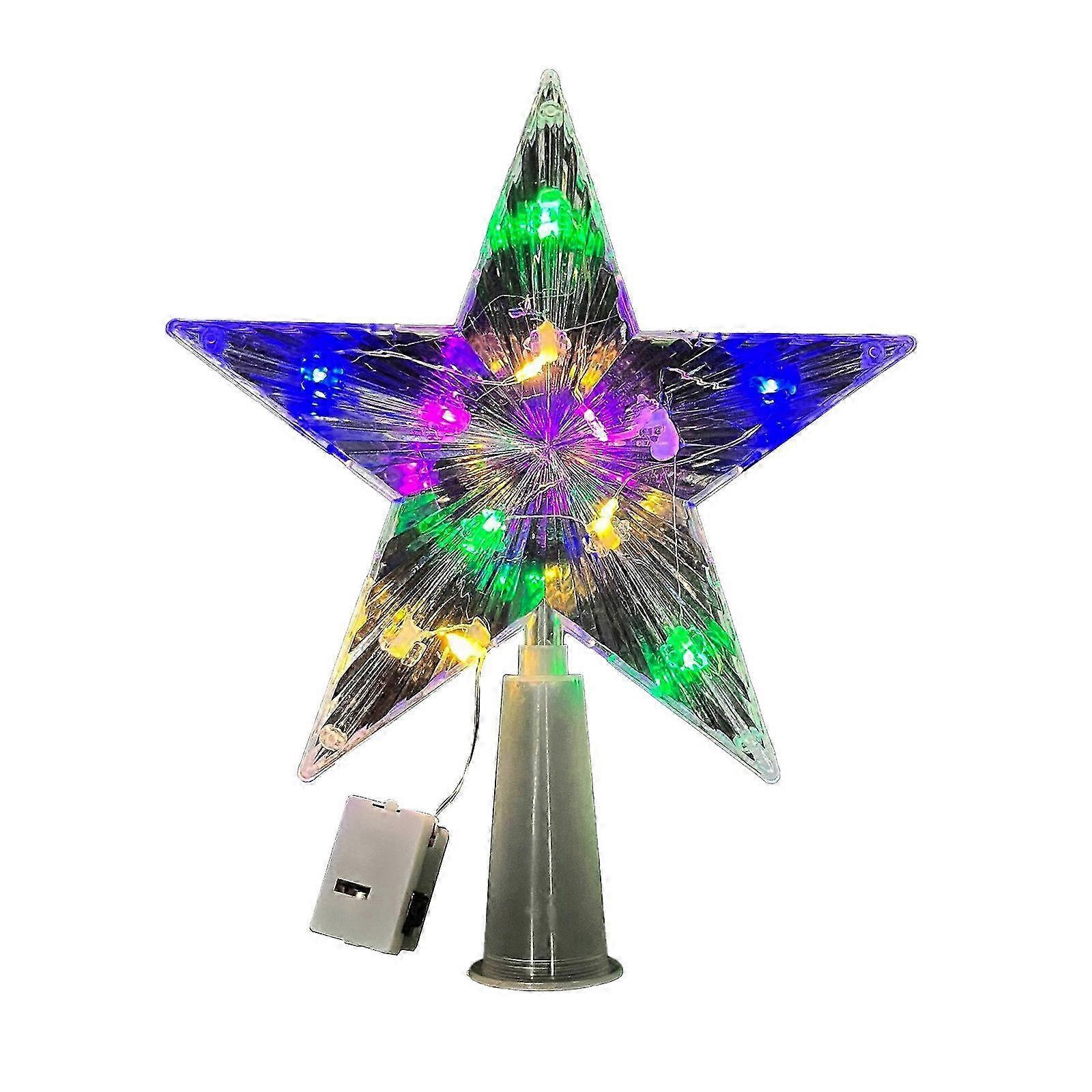 Multi-Color Christmas Tree Decorations with Transparent Belt Light, Five-Pointed Stars and New Luminous Tree Supplies