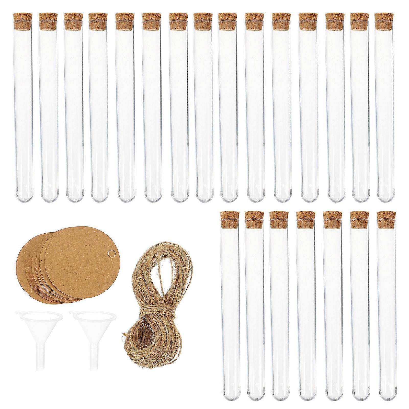 Transparent Test Tubes for Storage 4Sets with Cork Stoppers and Labels
