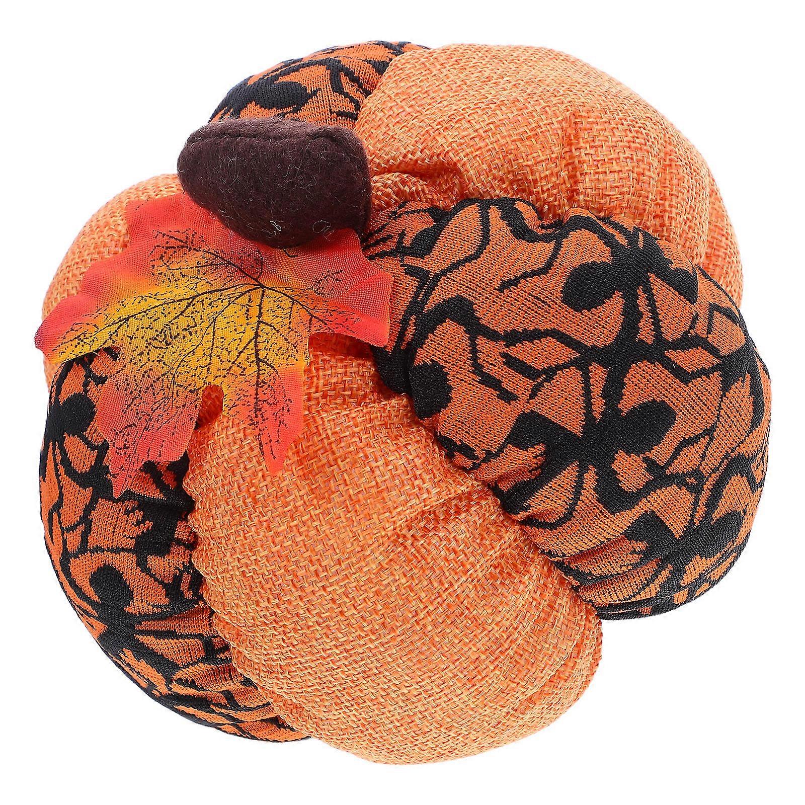 Orange Cloth Pumpkins for Indoor Decor Soft PP Cotton Filled 5Pcs Set