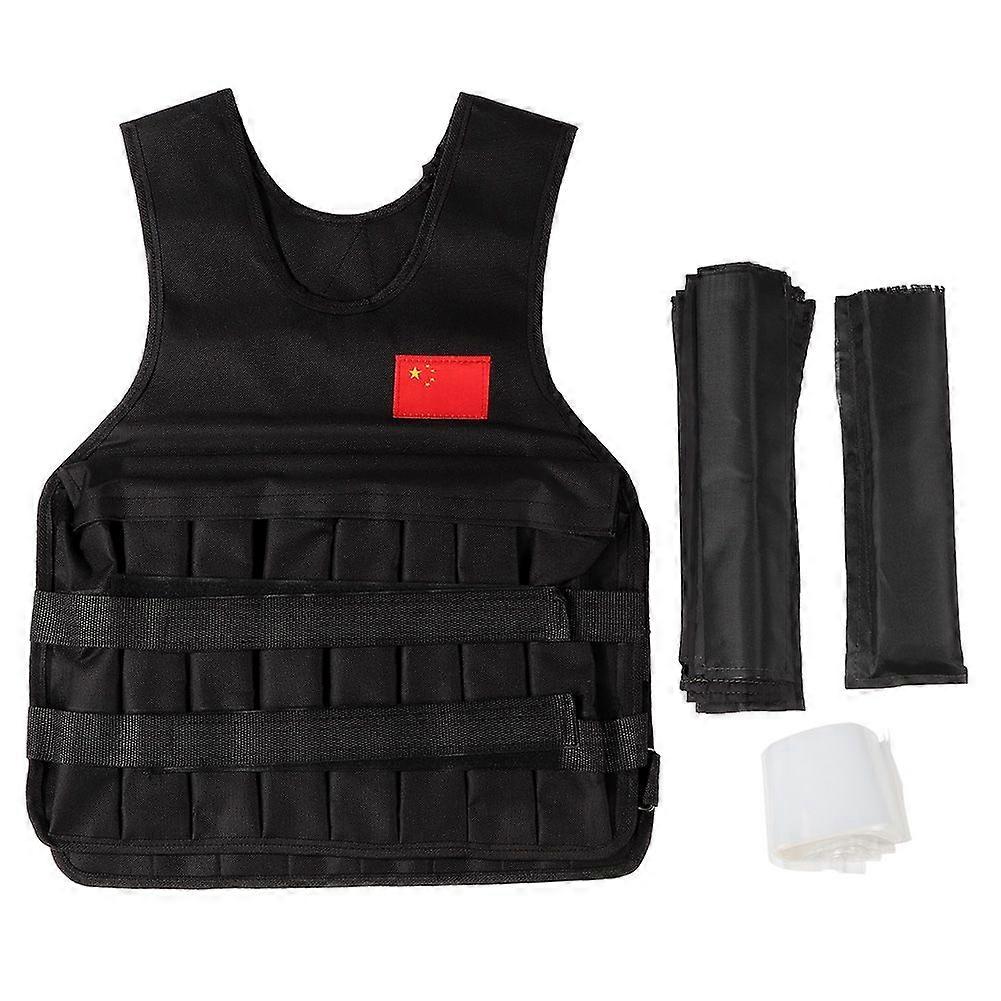 Sports Exercise Fitness Adjustable Weighted Vest Training Waistcoat 20KG Loading (Black)