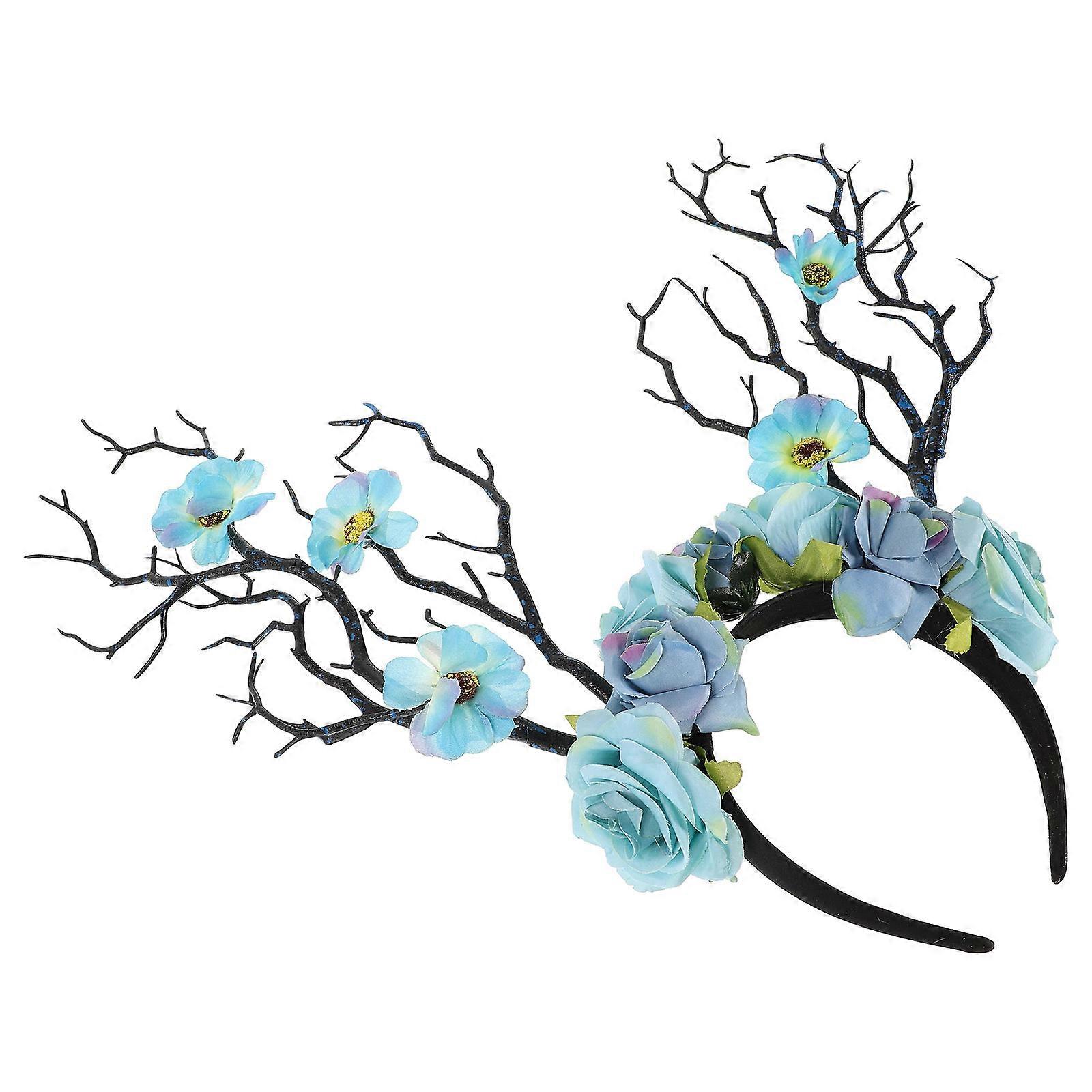 Artificial Flower Branch Headband for Masked Costume 3Pcs Light Green Flower Crown