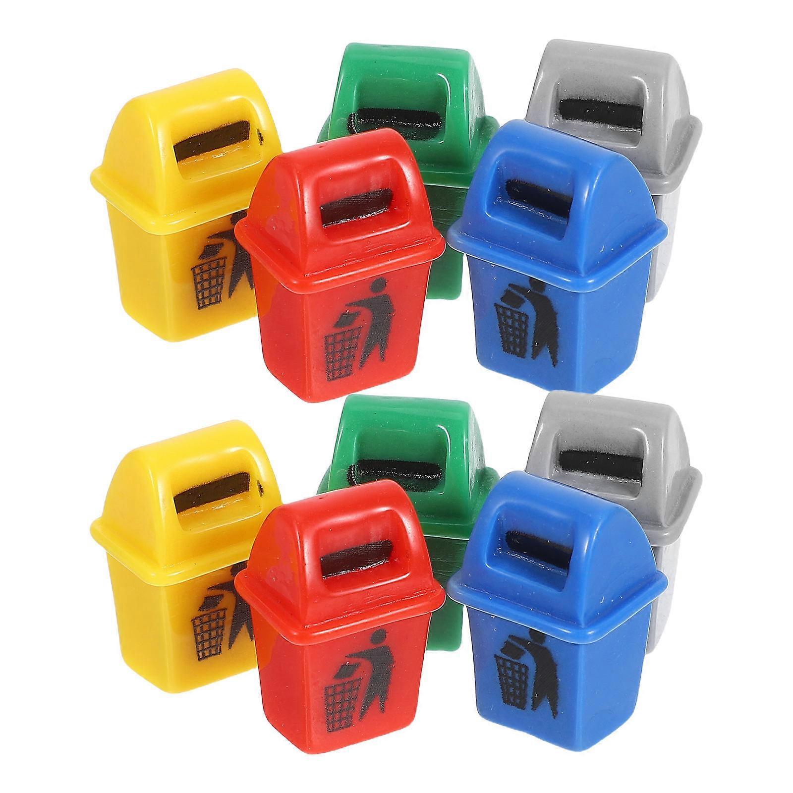 10Pcs Creative Resin Sorting Bucket For Dollhouse Recycling Truck Cans In Assorted Color Designed For DIY Micro Landscape Scenes
