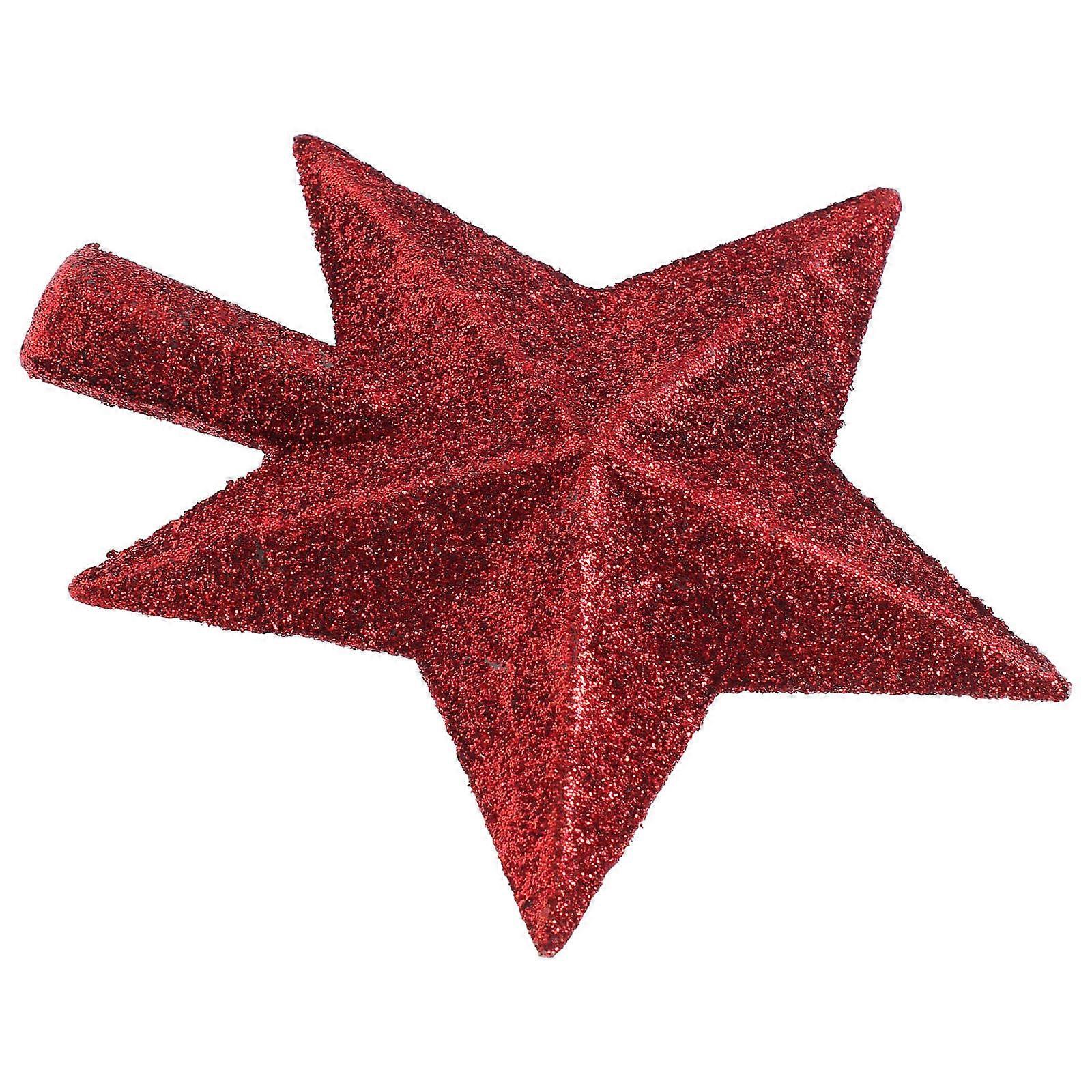3Pcs Red Glittered Christmas Tree Topper for Christmas Decor Nicexmas