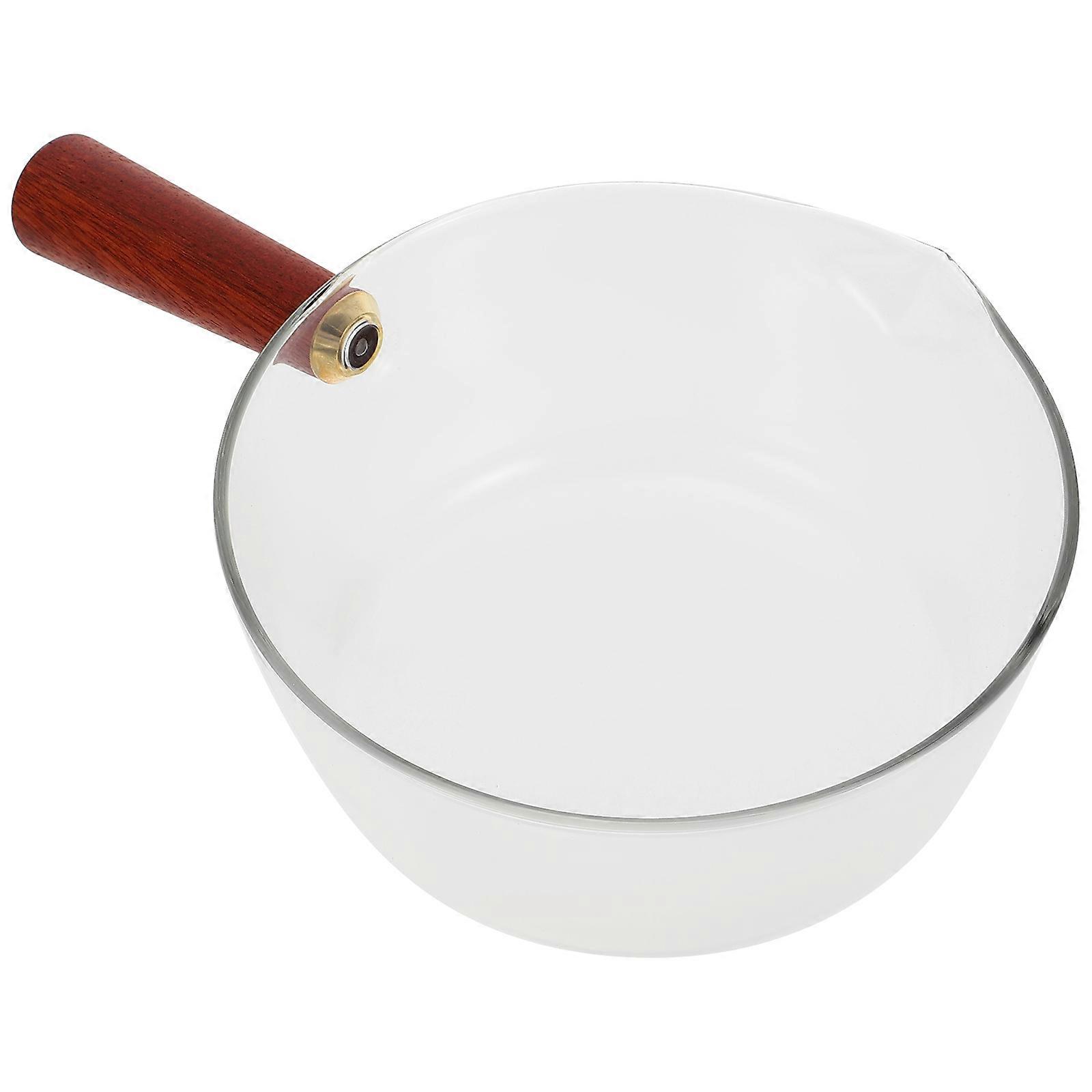Milk Cookware Non Stick Milk Heating Pot Kitchen Use Transparent Wood Glass Material Cooking Function 1Set