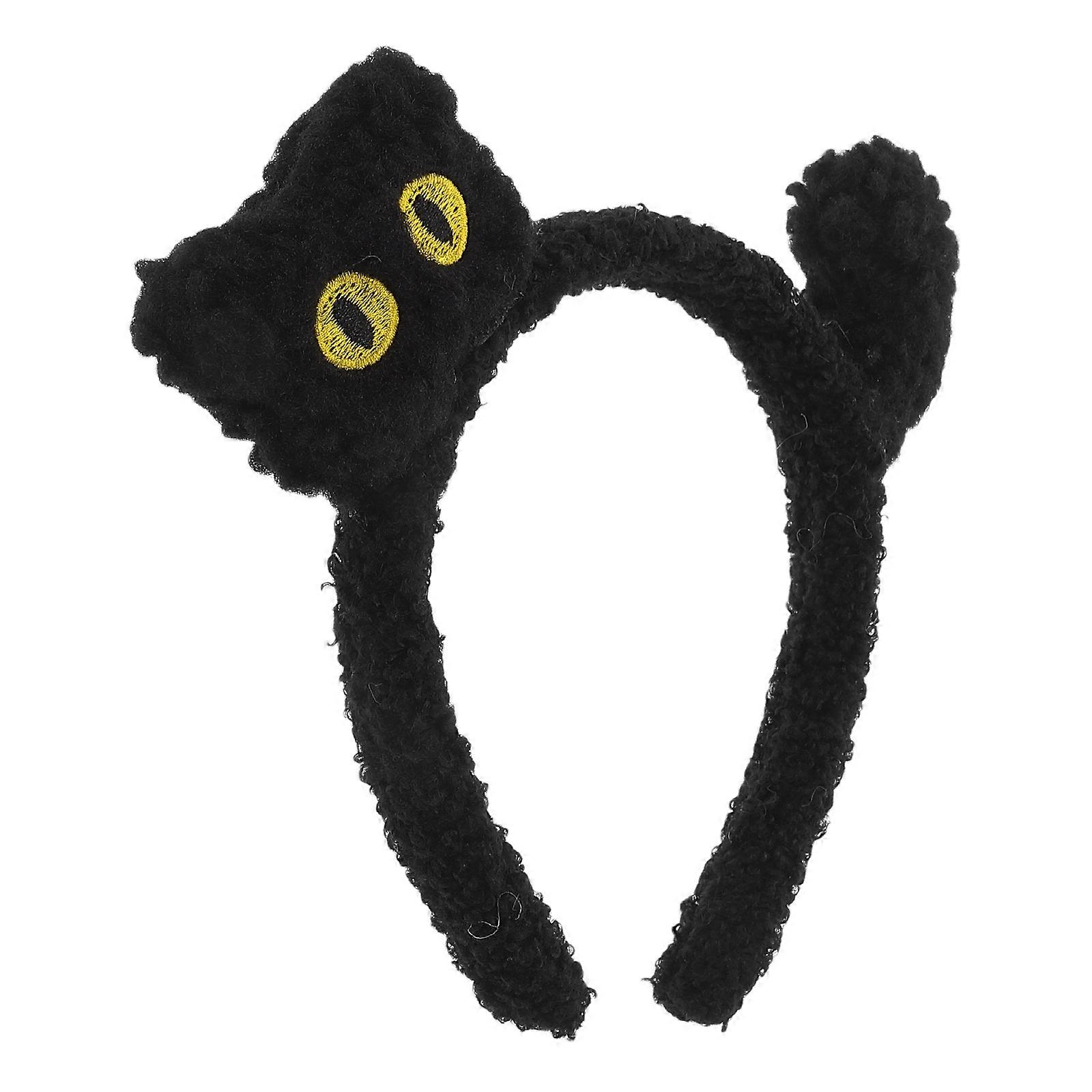 Soft Plush Cat Ear Headband for Women Black Cat Headband Holiday Accessory