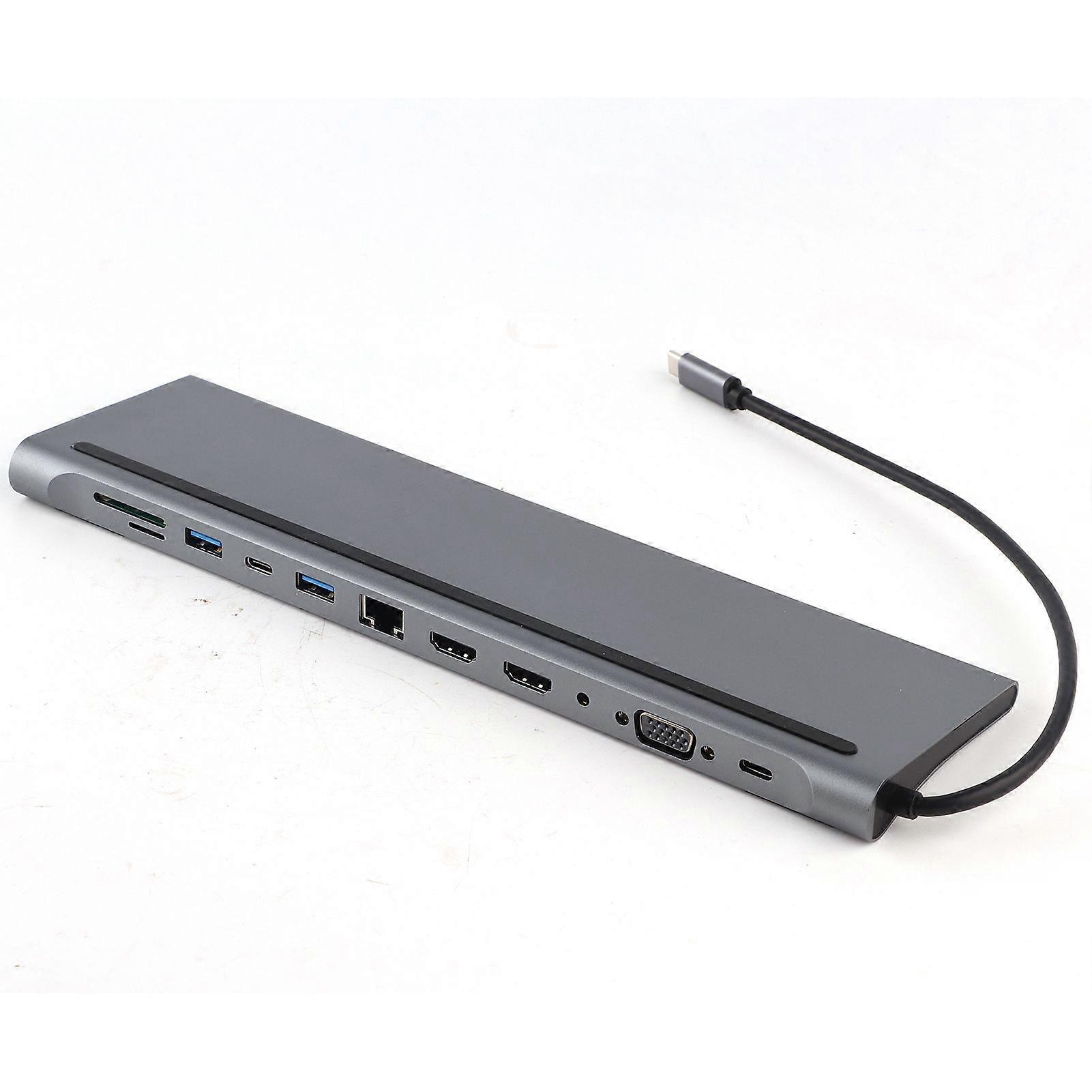 12in1 Docking TypeC to Dual HDMI Same Screen Display USB VGA PD RJ45 Docking Station