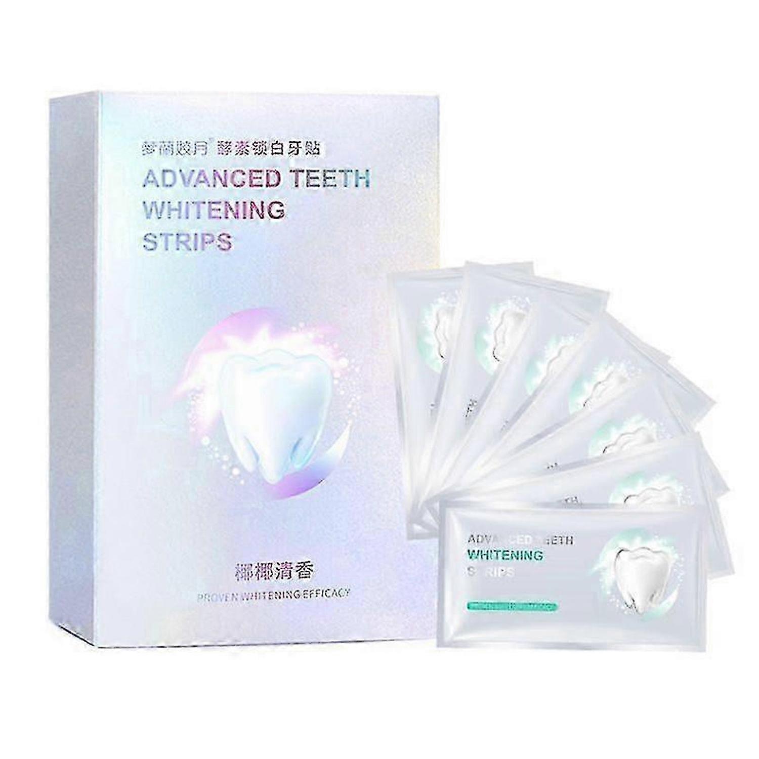 Teeth Whitening Strips for Sensitive, 14 Strips Whitener Safe Whitestrip, Deep Stains Removal Tooth Whitening, Enamel Safe for Whiter Teeth, Coconut