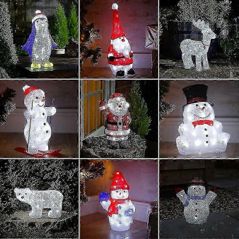 Jul Akryl Led Light Up Dekoration Festlig inomhus utomhus figur jul