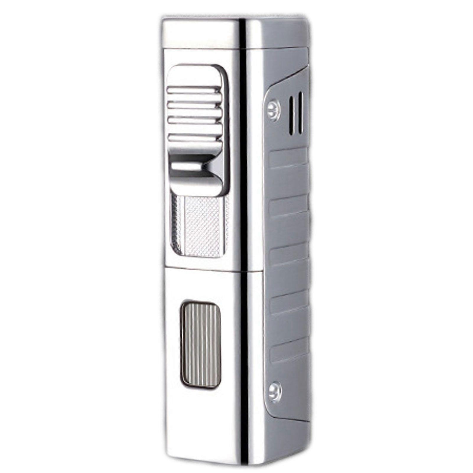 Multifunctional Triple Jet Flame Cigars Lighter Windproof Refillable Metal Lighter for Outdoor Camping Kitchen Use