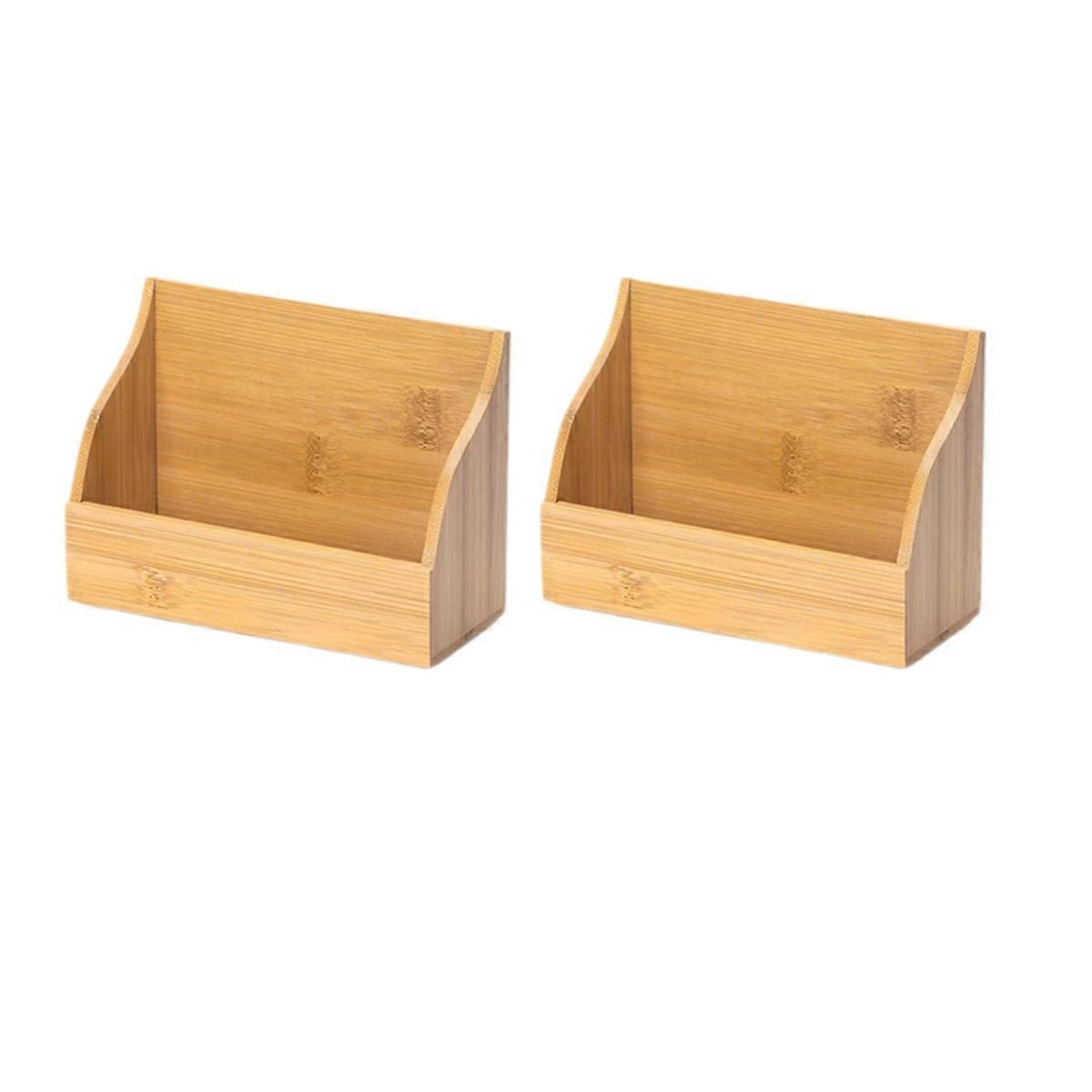 2 PCS Wood Index Card Holder 4x6 Index Card Display Stand Notecard Box Business Cards Organizer Post