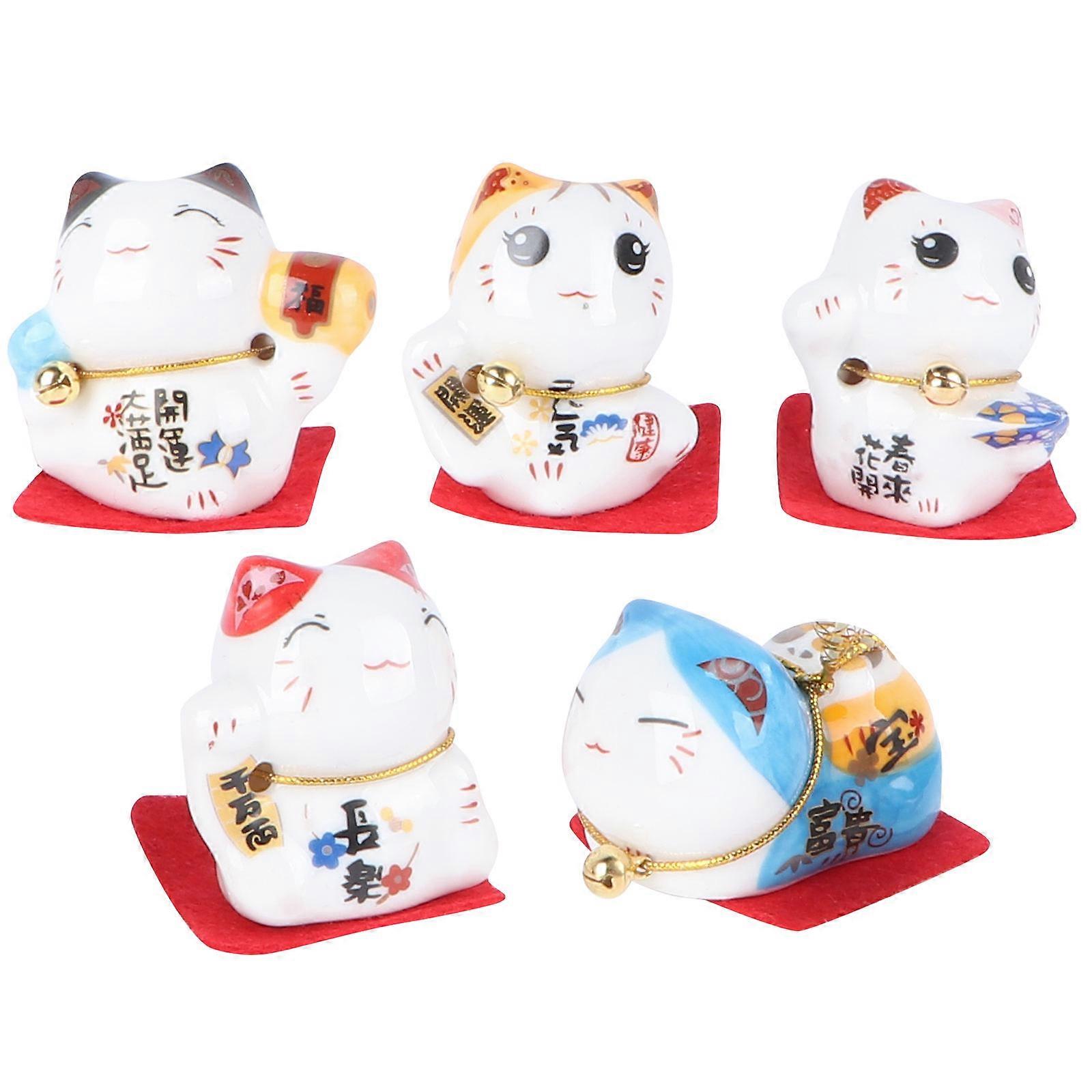 Cat Decor Ceramic Craft for Holiday Accessory 5Pcs Showcase Prop