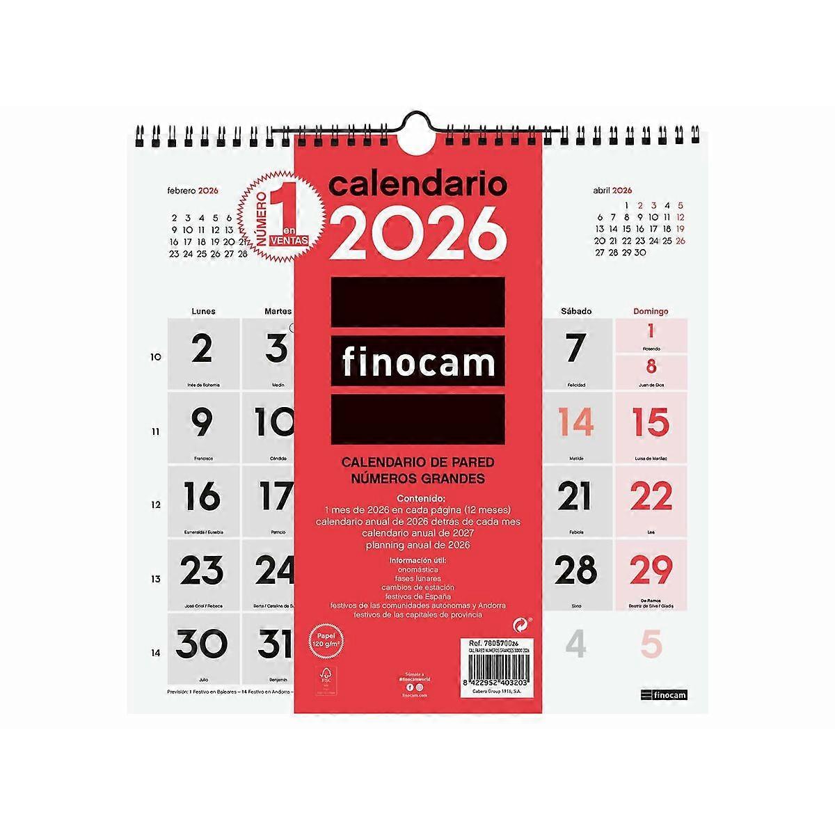 Wall calendar Finocam Paper 2026 30 x 30 cm