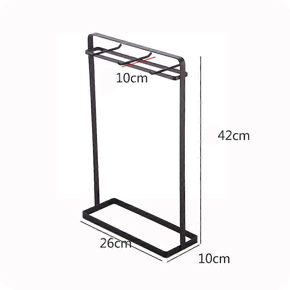 Utensils Drying Rack Kitchen Iron Storage Organizer Rectangular Base Home Use Brown 26.5 x 10 x 41.5 Cm 1Set
