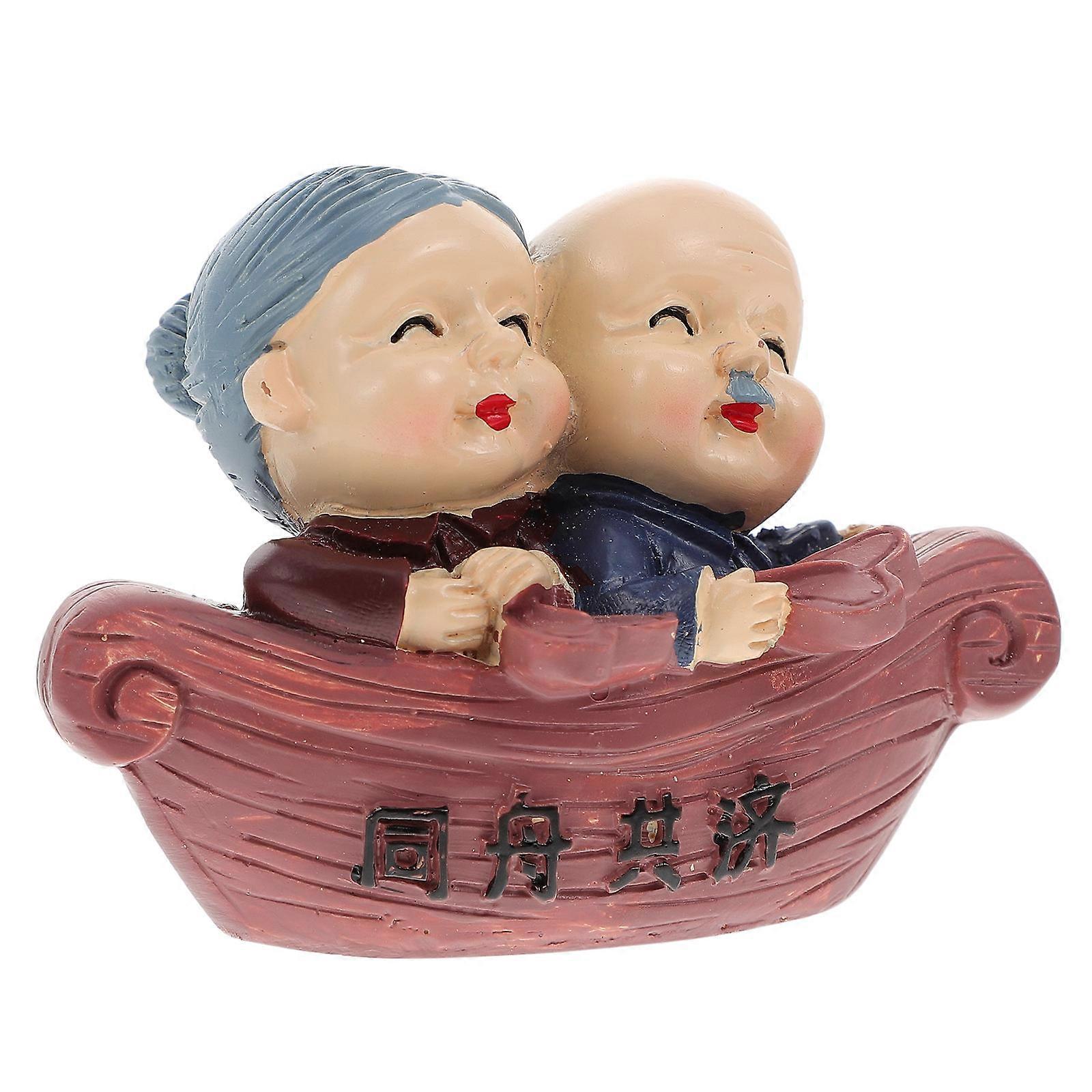 Elderly Couple Decoration 2Pcs Unique Resin Statues Assorted Color Suitable For Wedding And Anniversary Gift Occasions