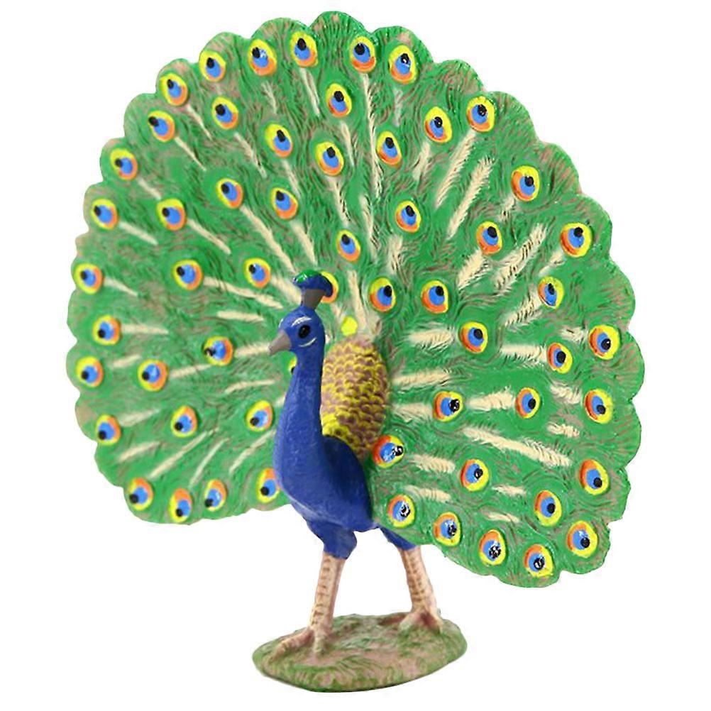 Plastic Peacock Decorative Model for Decoration 3Pcs Green Figurine Set