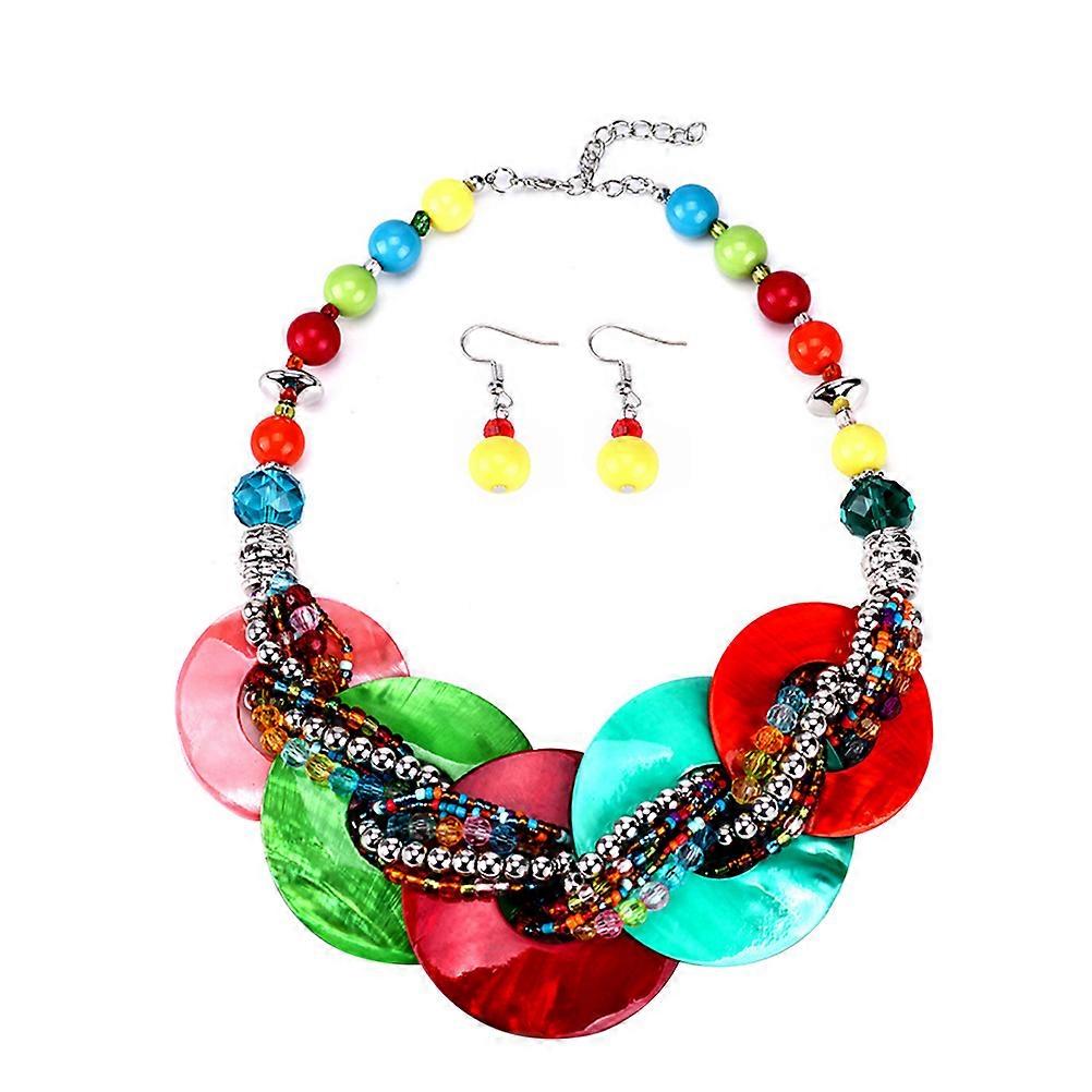 Necklace and Earrings Set for Wearing with 6Pcs Colorful Shell Pieces