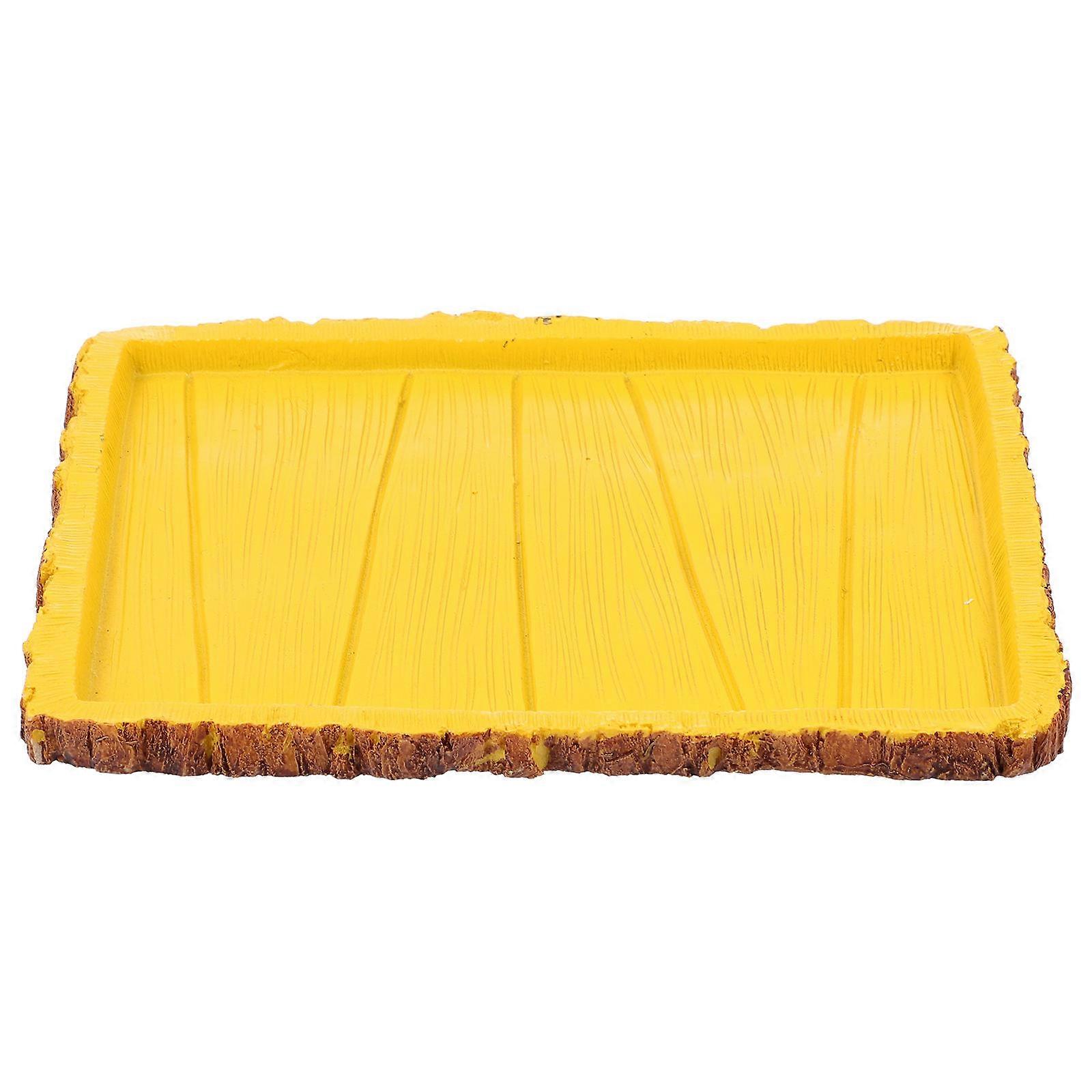 Rectangle Reptile Feeding Dish 2Pcs Yellow Food Storage Suitable For Pet Owners 18x13x1cm Escape Prevention