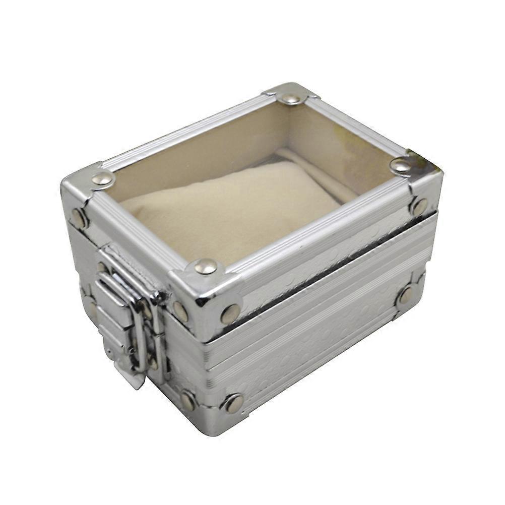 Watch Display Box for Storage Use 3Pcs Silver Transparent Lid Holder