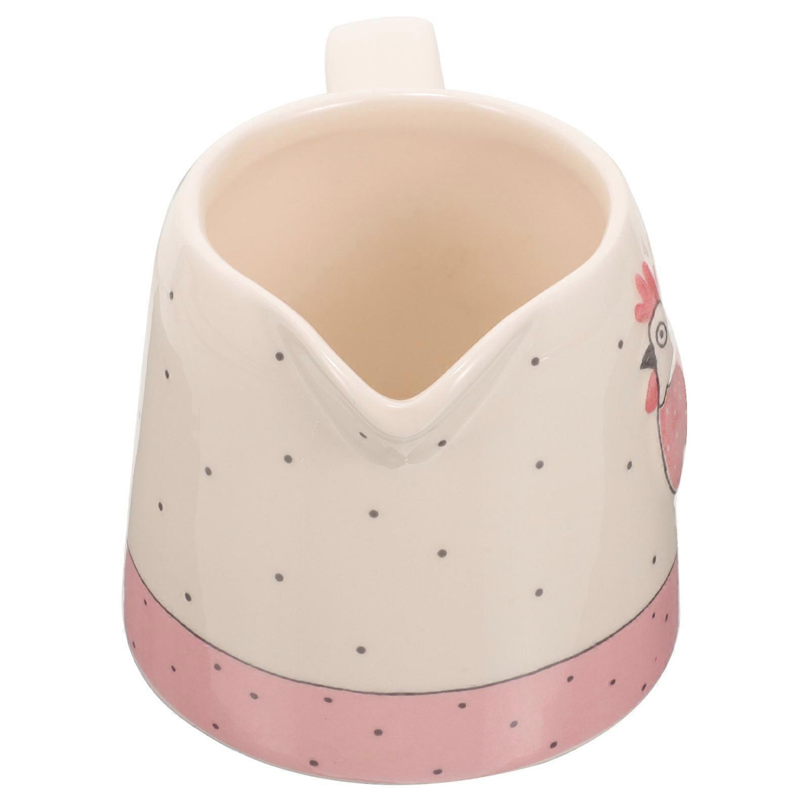 Milk Dispenser Ceramic Jug Sauce Dispenser for Home Use Smooth Pink 13.00X9.00X8.50CM Liquid Container 1Set