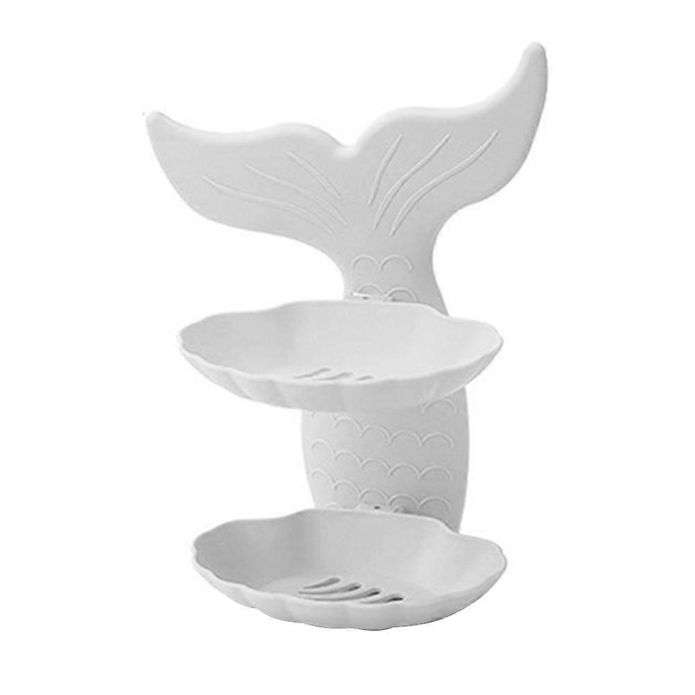 Double Layer Plastic Soap Holder Rack for Bathroom 2Pcs Wall Mounted