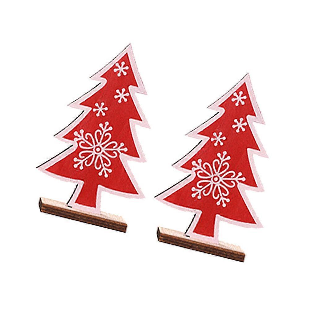 Christmas Party Mini Ornament Wooden Tree for Desktop Decoration 4Pcs
