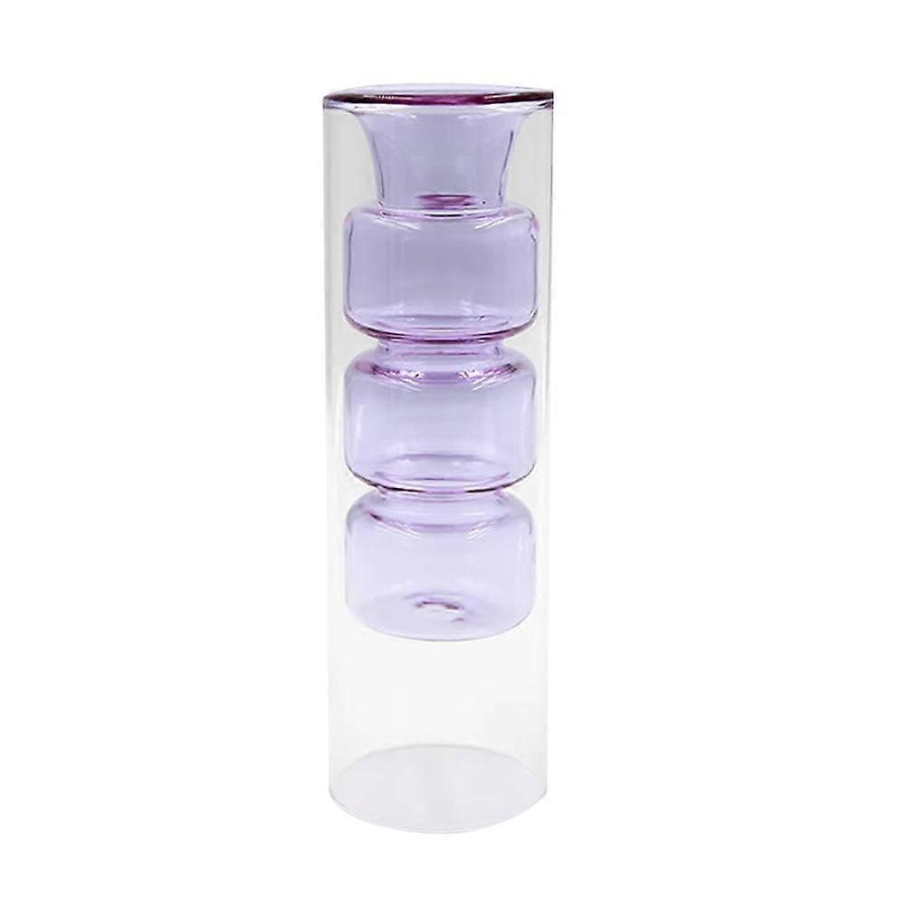 Flower Arrangement Vase Double Layer Glass Storage 2Pcs Lavender Hydroponic Vase