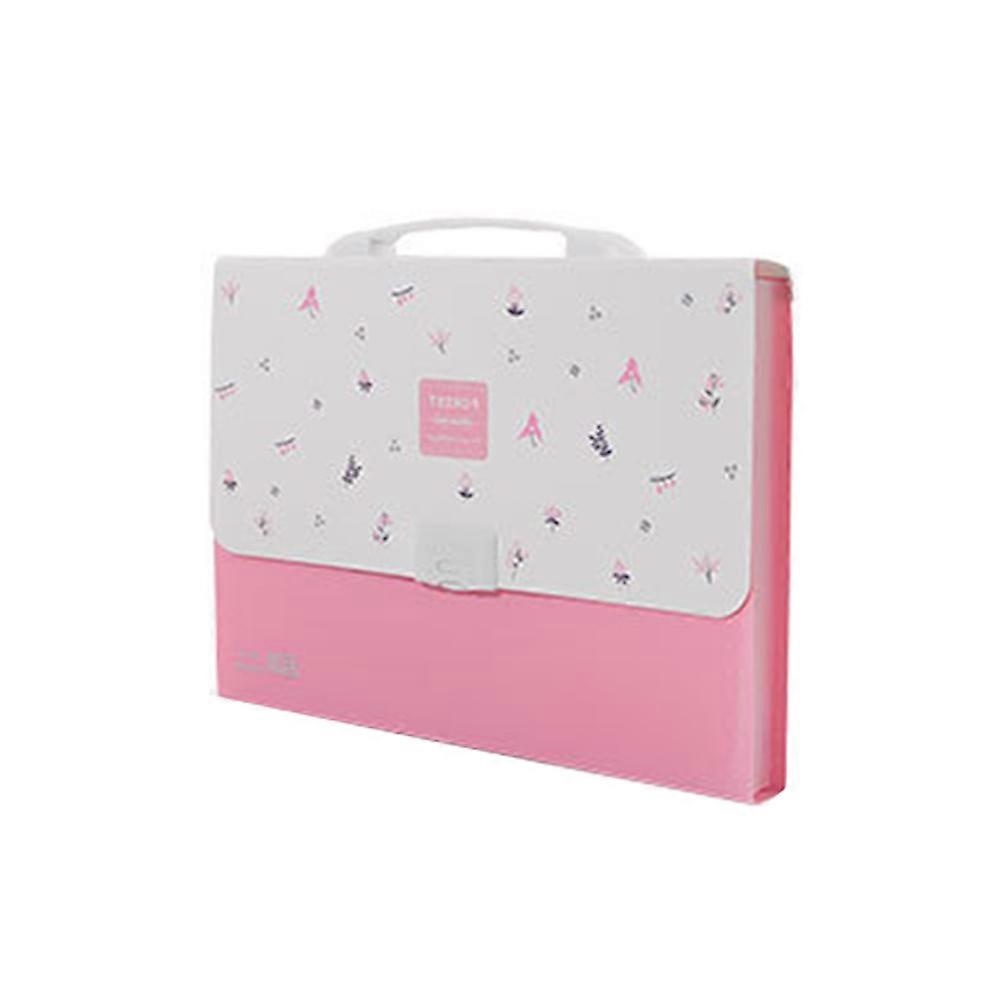 Accordion Folder Document Organizer Portable File Folder School Office Supplies Pink 1Pack Dustproof