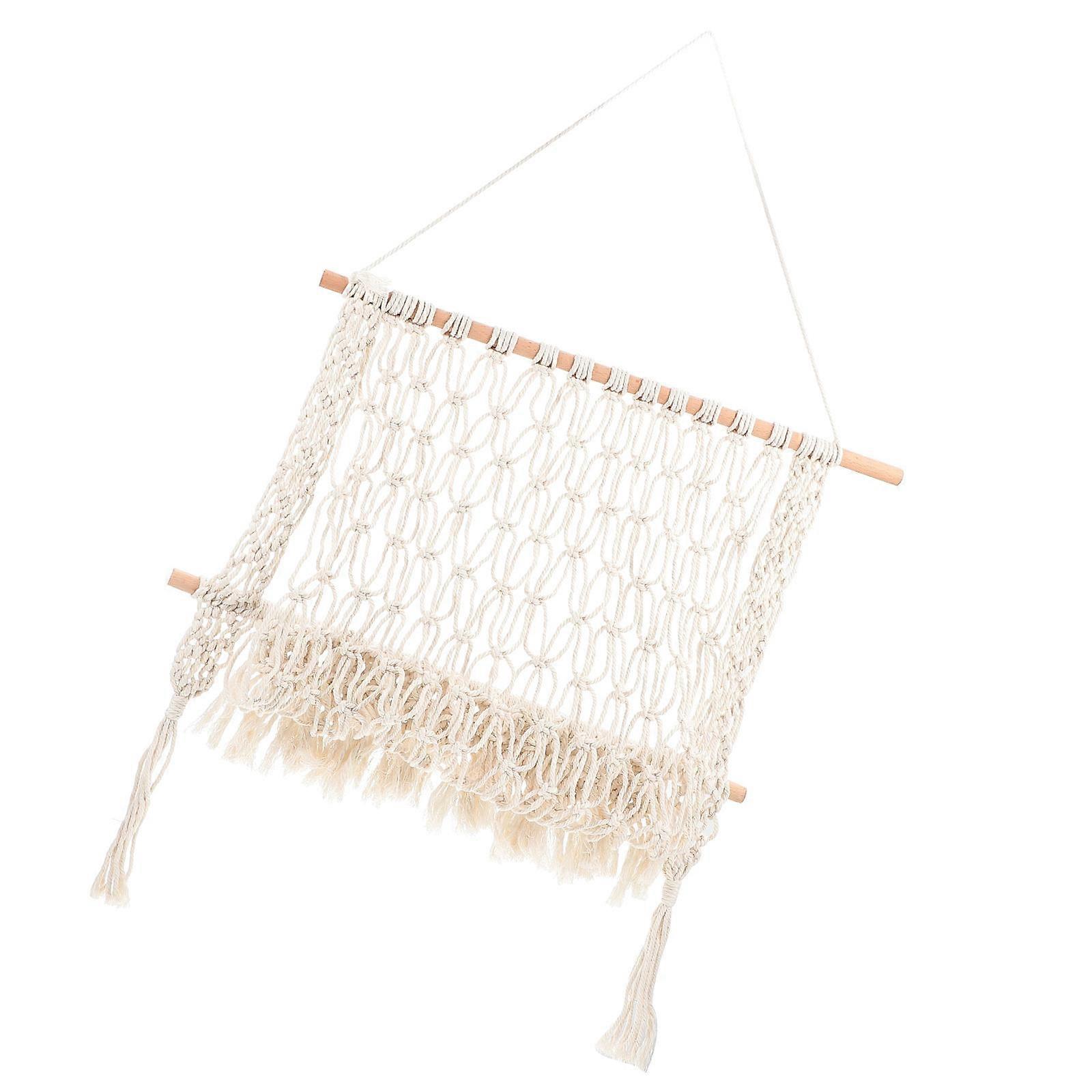 Woven Tapestry Storage Rack for Wall Hanging 1Set Beige