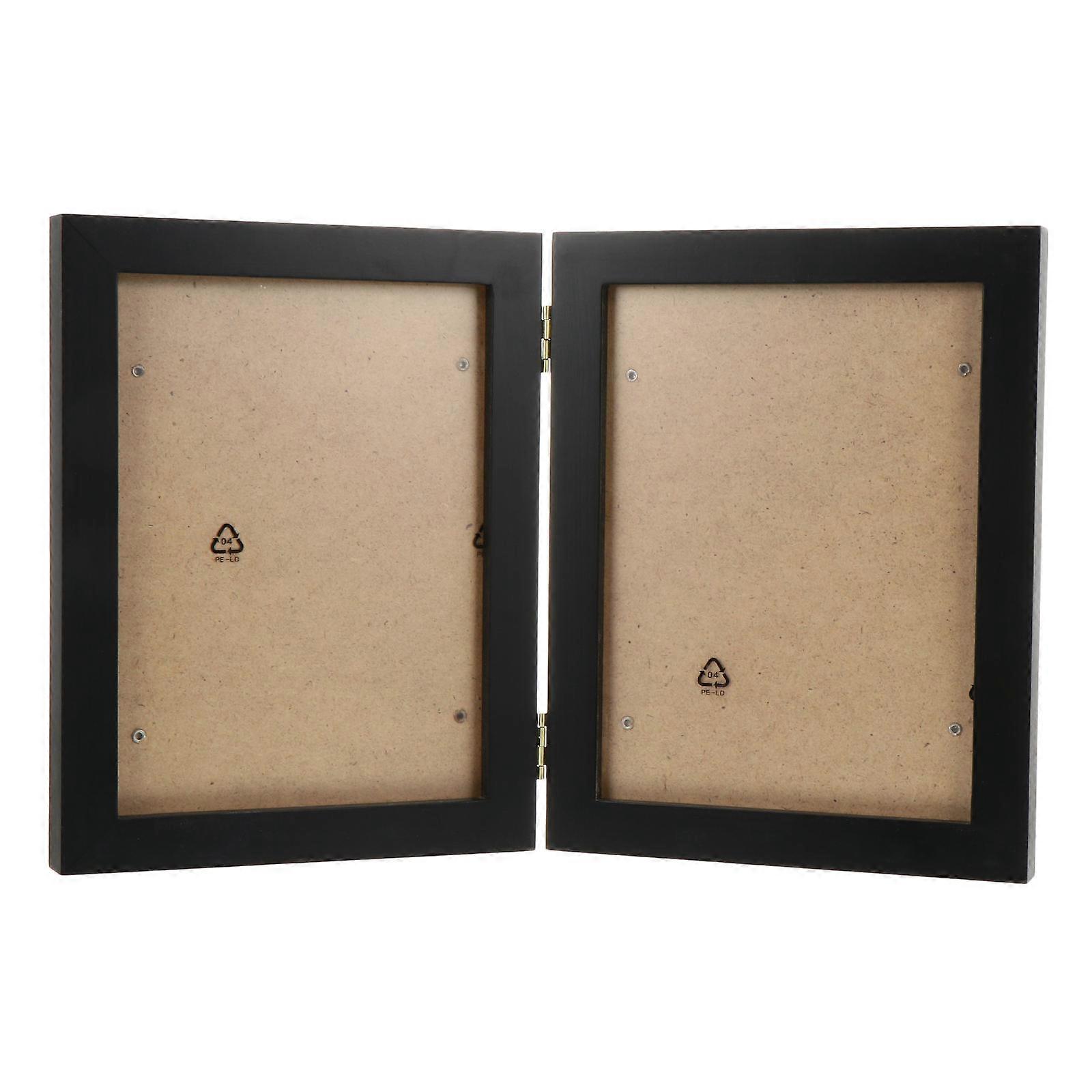 Black Wooden Folding Photo Frame Set for Wedding Display 3Pcs Art Frames