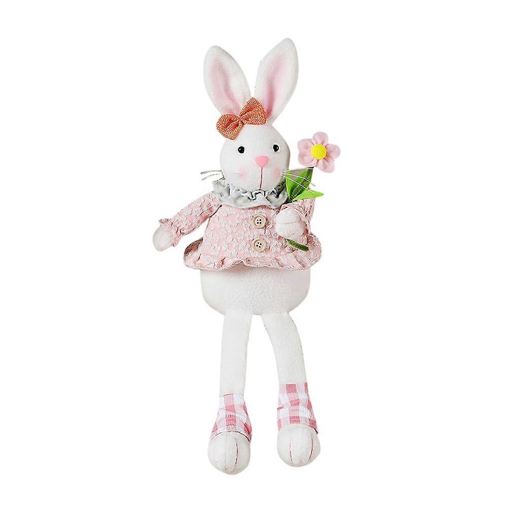 Easter Bunny Doll Figurine Plush Rabbit Decoration for Easter Party Home Fabric and Plush 1Pack
