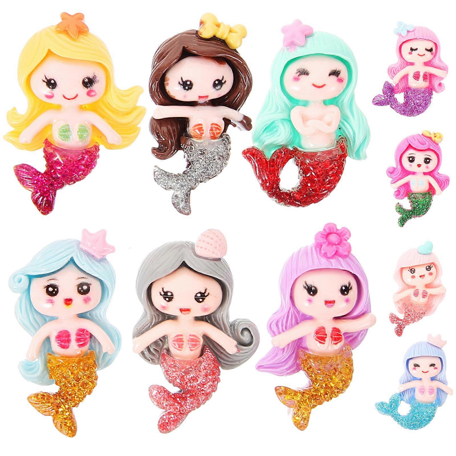 20Pcs Resin Mermaid Charms for DIY Phone Case Craft Decorations