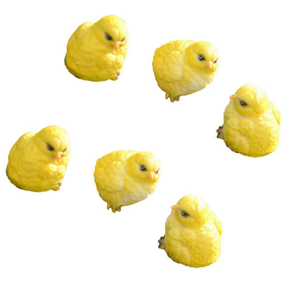Chick Ornament Mini Resin Farm Animal Realistic Design Office Room Desk Bookshelf 7x7x7cm 6Pcs