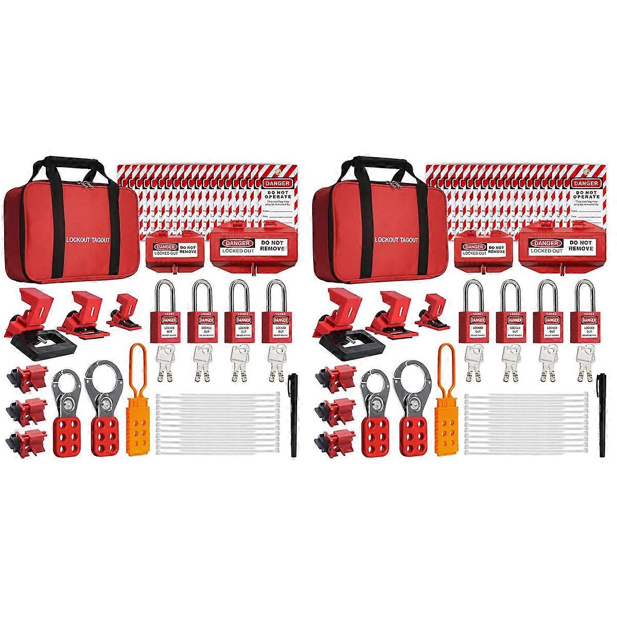 2X Lockout Tagout Kit, Electrical Lockout Tagout Kit, 4 Keyed Different LotoSafety Padlocks, Hasps,