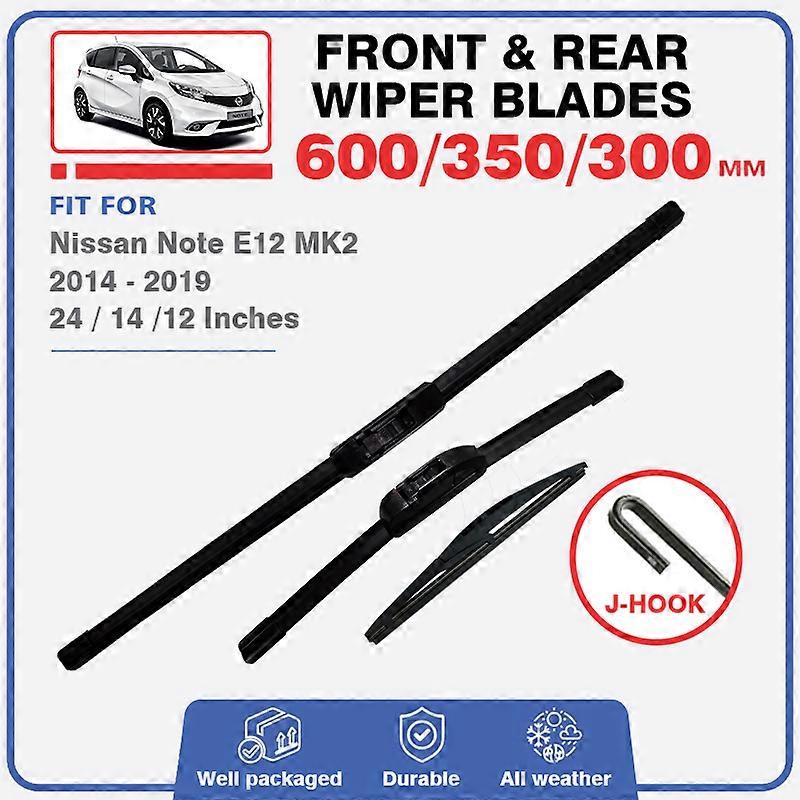 Applies to Front Rear Wiper Blades Set For Nissan Note E12 MK2 2014 - 2019 Car Windshield Windscreen 24"14"12" Brushes 2015 2016 2017 2018