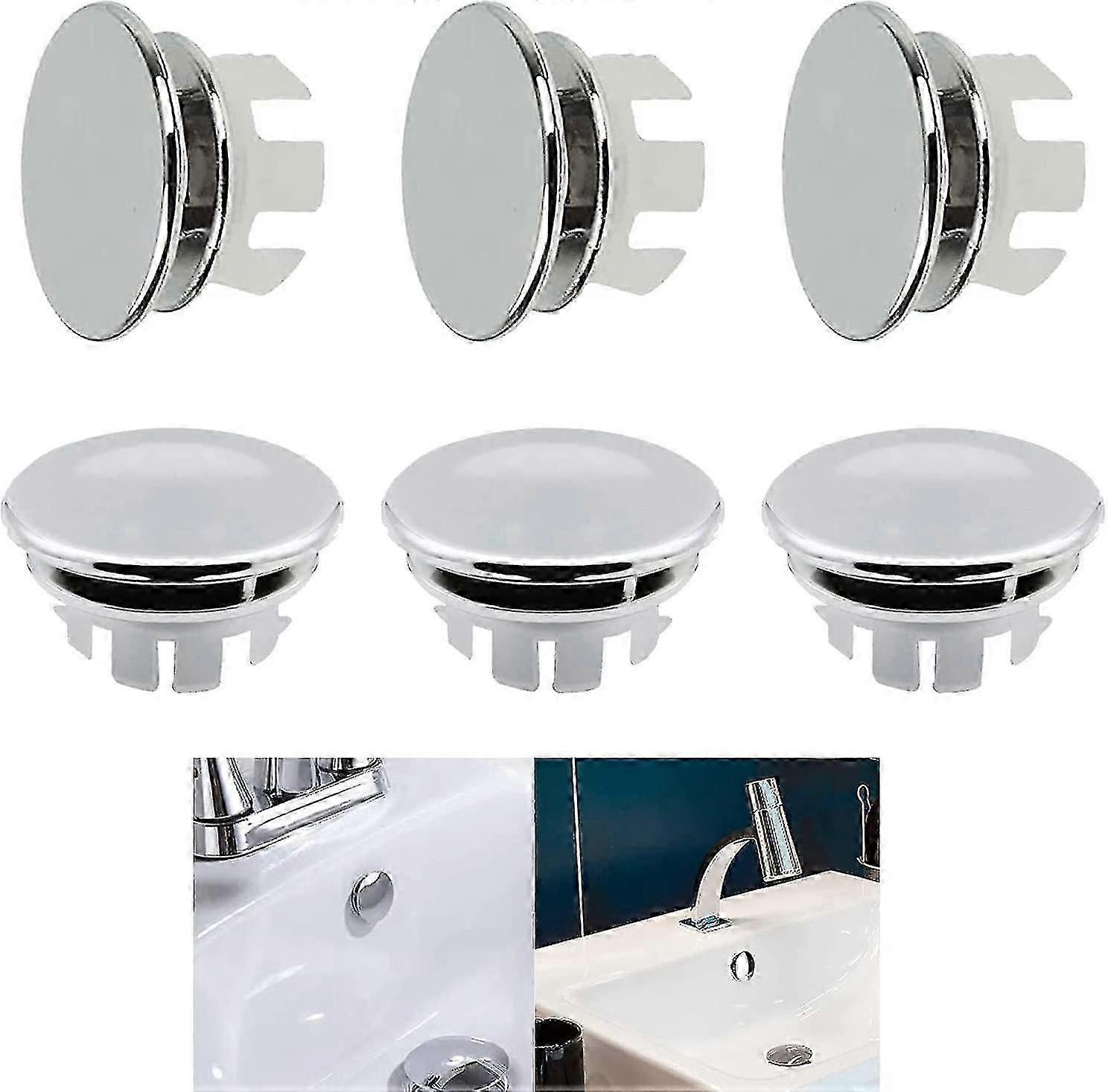 6pcs Sink Overflow Cover Replacement Ring Stopper for Bathroom & Kitchen Round Hole Sink