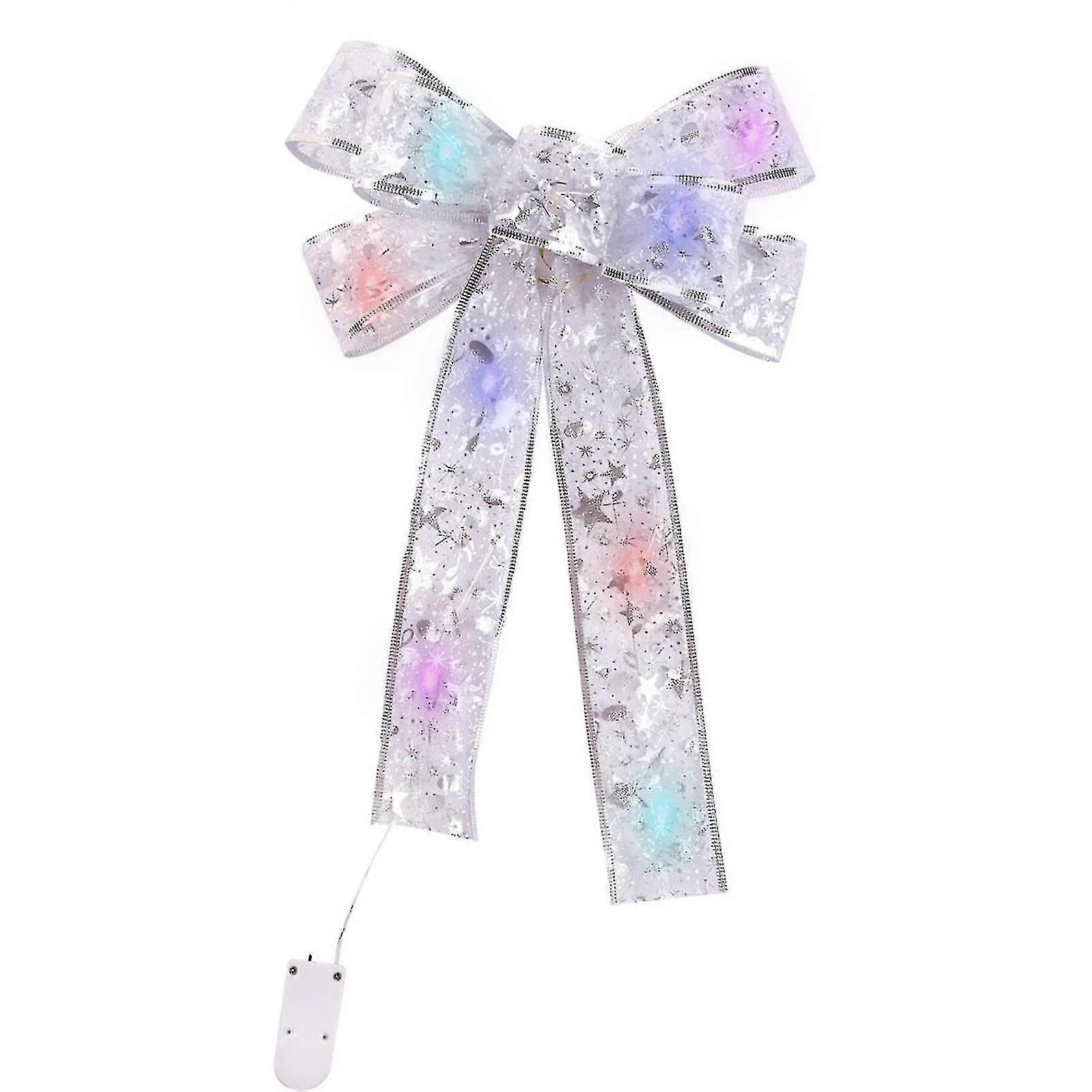 Tree Bow Led Ribbon Bows Tree Ornaments Tree Topper Decoration For Home Tree Wreaths Decoration