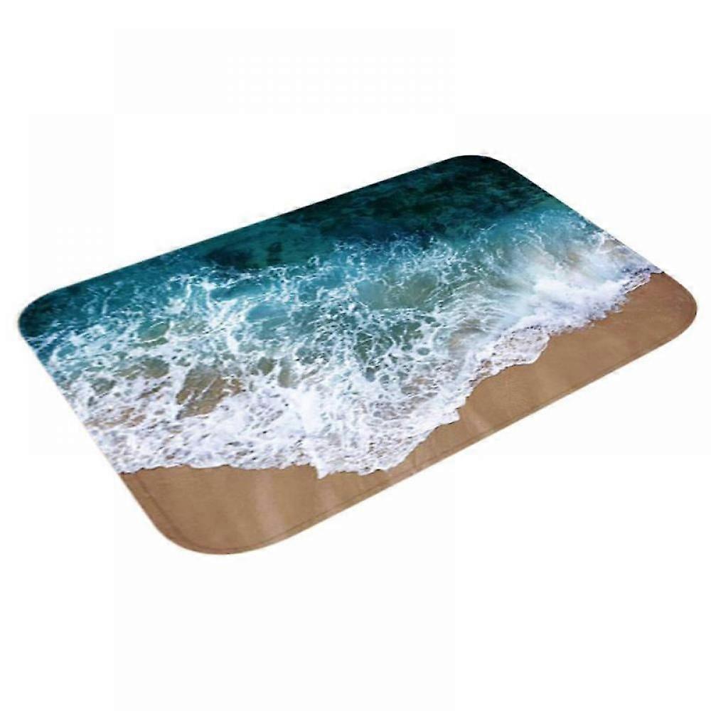 Forzero 3D Thickened Printed Carpet Flannel Fabric Non-Slip Backing Bath Area Rug Wood Grain/Starfish/Wave Pattern Absorbent Door Mat